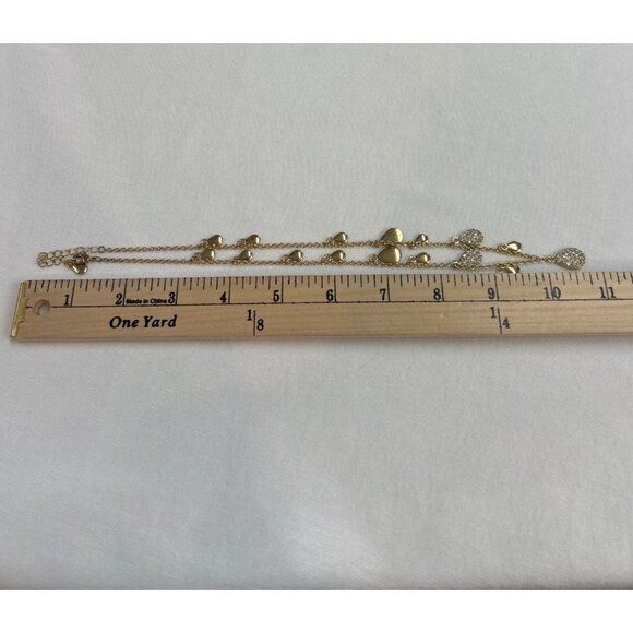 Gold Tone Teardrop Necklace Drop Clear Crystal Accents - Picture 6 of 8